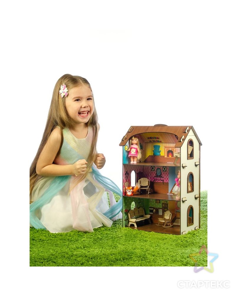 Деревянный домик с цветными обоями «Лоли» арт. СМЛ-85774-1-СМЛ0005090172 5