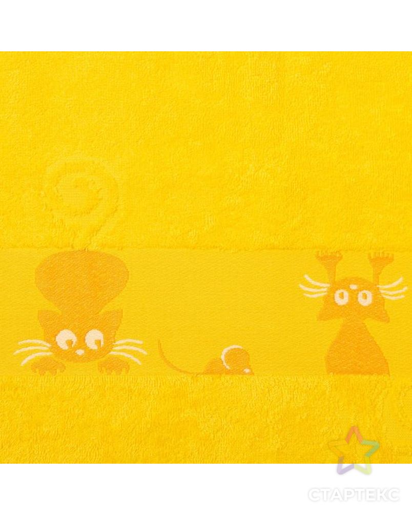 Полотенце махровое с бодюром «Кошки» цвет жёлтый, 50х90см арт. СМЛ-35535-2-СМЛ0005099664