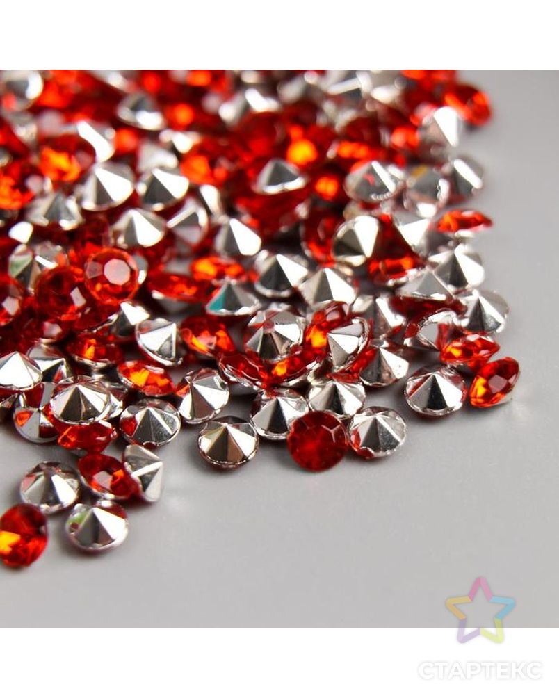 Декор для творчества пластик "Стразы алмаз. Красные" набор 200 шт d=0,4 см арт. СМЛ-207414-1-СМЛ0005100839 2