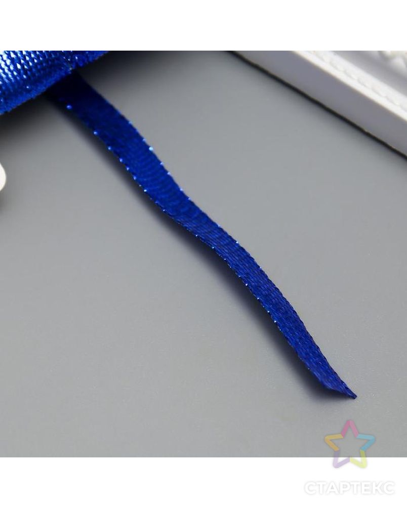 Тесьма декоративная пластик "Фольгированная нить" намотка 3 м ширина 0,8 см синяя арт. СМЛ-122695-1-СМЛ0005109454