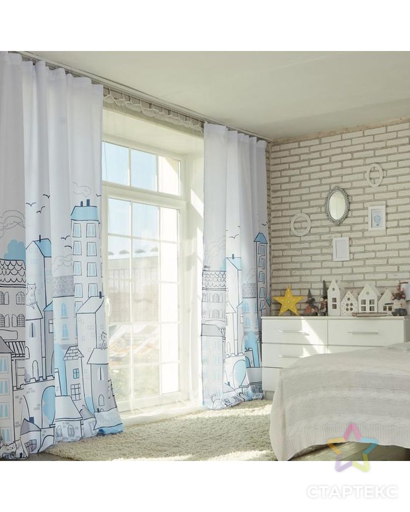 Комплект штор "Этель" Sweet home blue 145*260 см-2 шт, 100% п/э, 140 г/м2 арт. СМЛ-107846-1-СМЛ0005111665 2