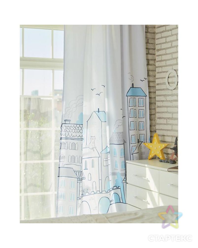 Комплект штор "Этель" Sweet home blue 145*260 см-2 шт, 100% п/э, 140 г/м2 арт. СМЛ-107846-1-СМЛ0005111665