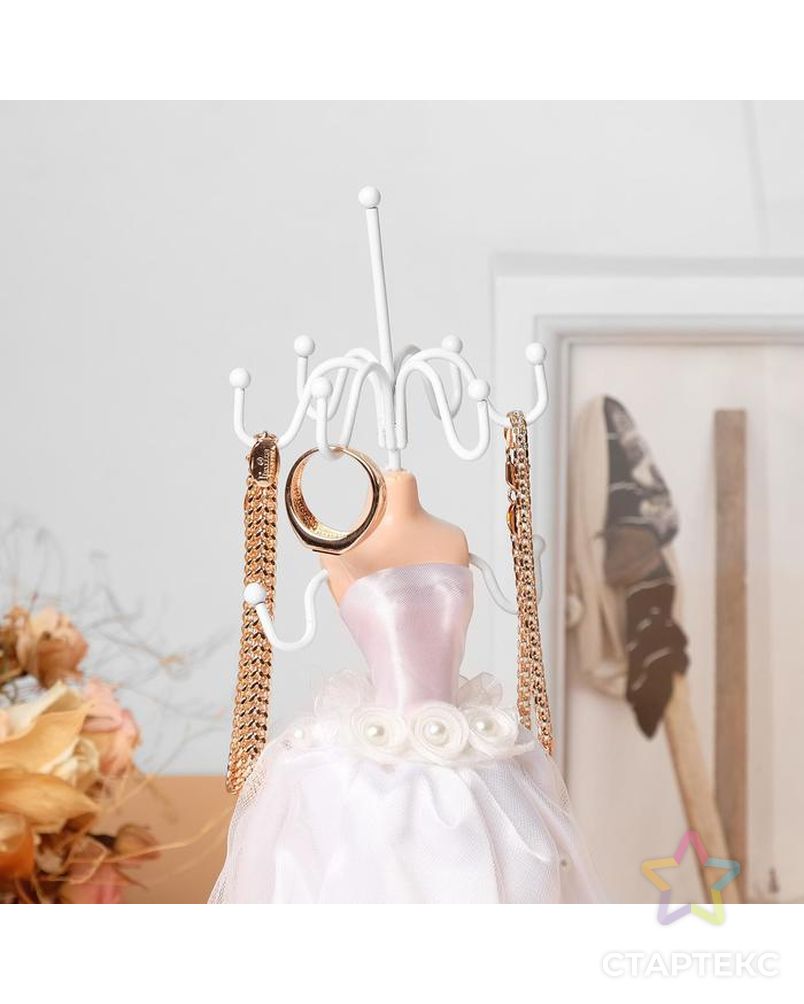 Подставка для урашений "Силуэт девушки в платье" свадьба, h=26,5, цвет белый арт. СМЛ-116332-1-СМЛ0005111733
