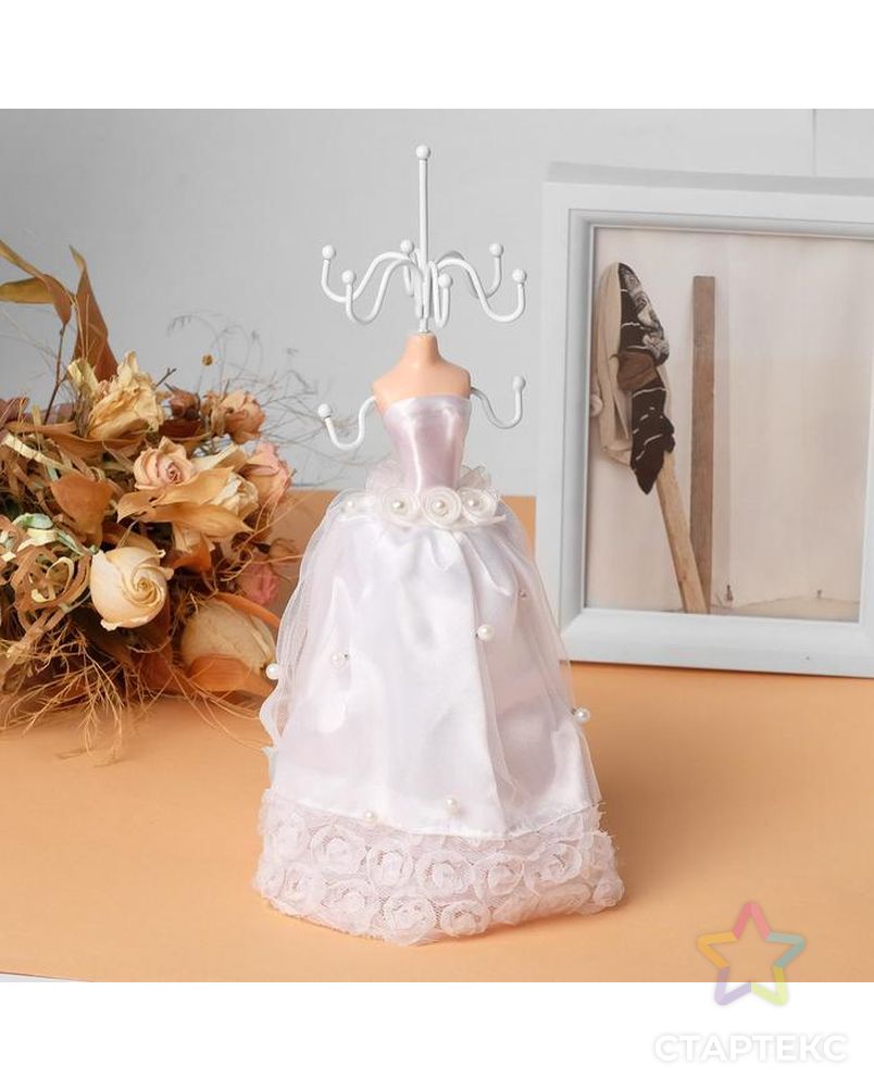 Подставка для урашений "Силуэт девушки в платье" свадьба, h=26,5, цвет белый арт. СМЛ-116332-1-СМЛ0005111733 3