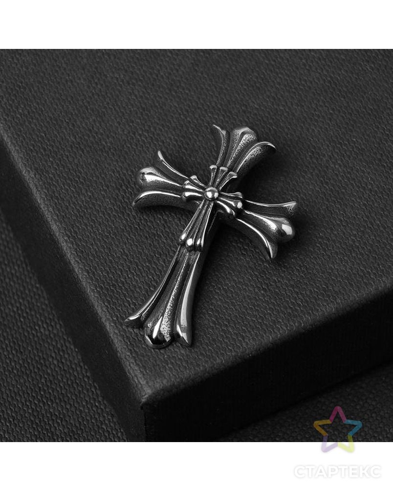 Подвеска "Крест" стальной, двойной, цвет чернёное серебро арт. СМЛ-41302-1-СМЛ0005117186 1