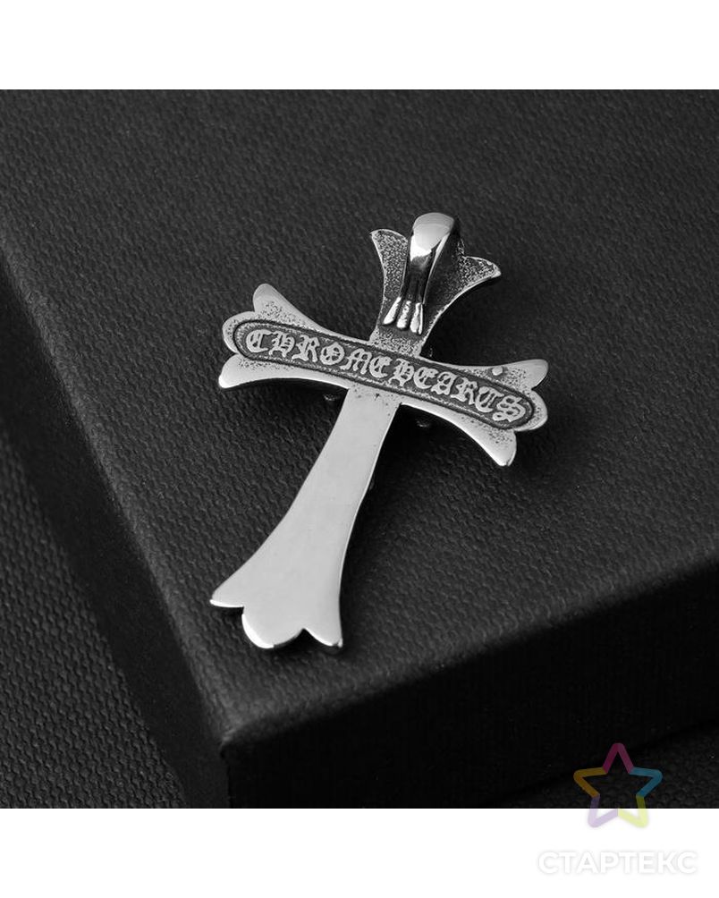 Подвеска "Крест" стальной, двойной, цвет чернёное серебро арт. СМЛ-41302-1-СМЛ0005117186 2