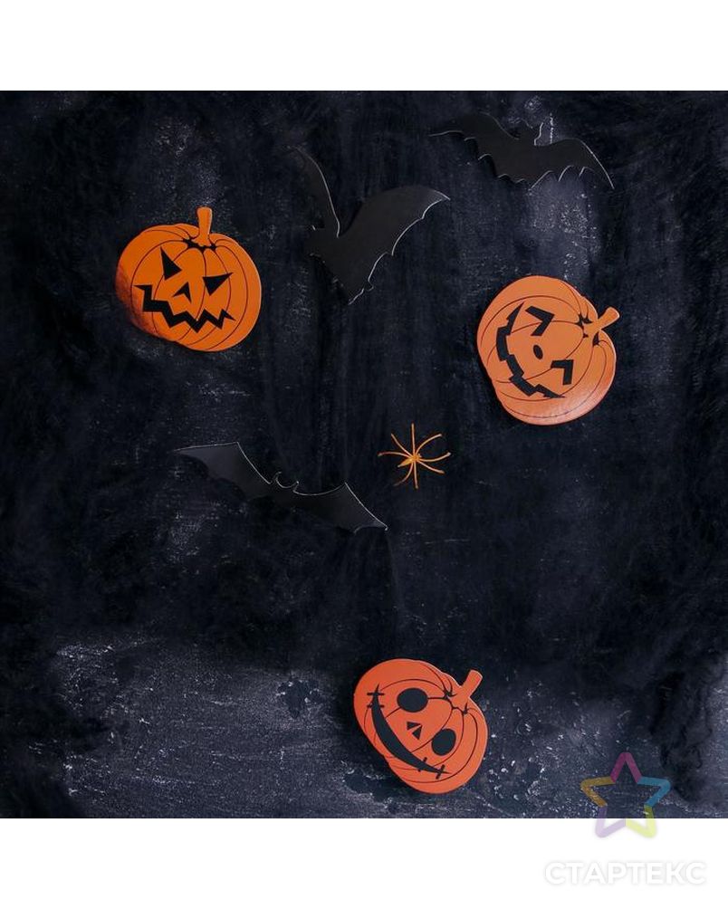 Карнавальный набор Halloween паутина, фигурки тыквы, летучие мыши арт. СМЛ-145568-1-СМЛ0005119931 1