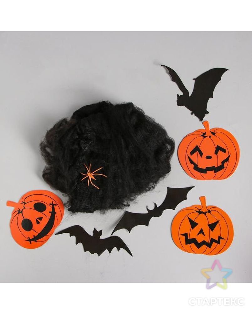 Карнавальный набор Halloween паутина, фигурки тыквы, летучие мыши арт. СМЛ-145568-1-СМЛ0005119931 2