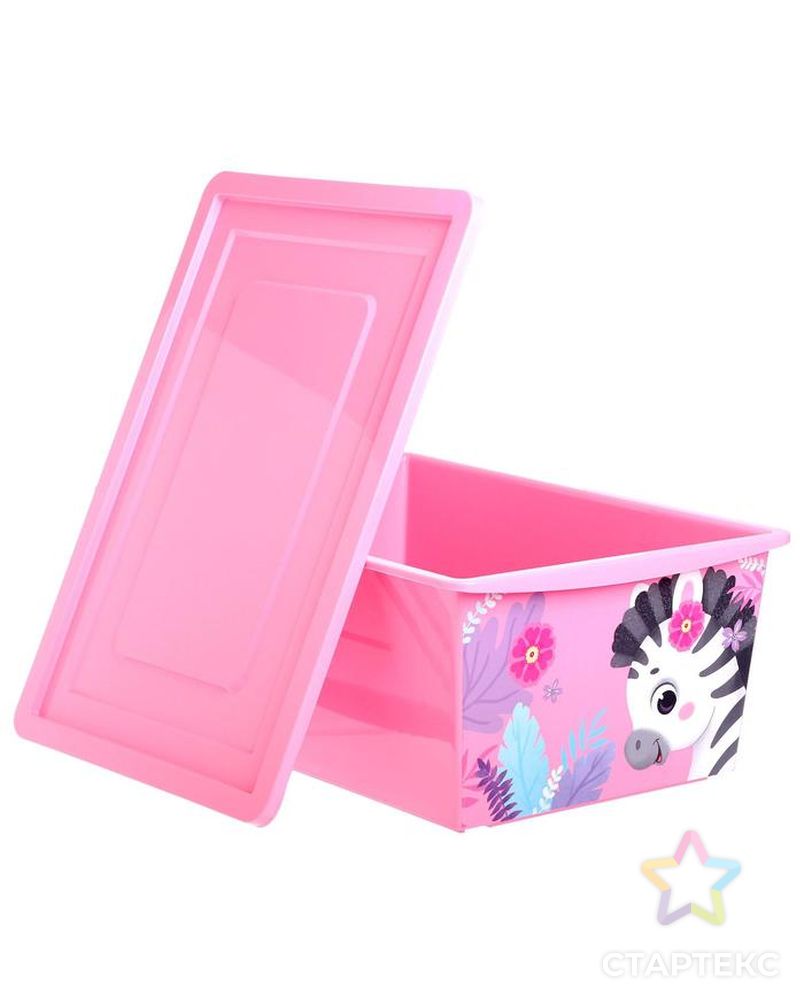 Ящик универсальный для хранения с крышкой, объем 30 л, цвет розовый арт. СМЛ-87225-1-СМЛ0005122424 3
