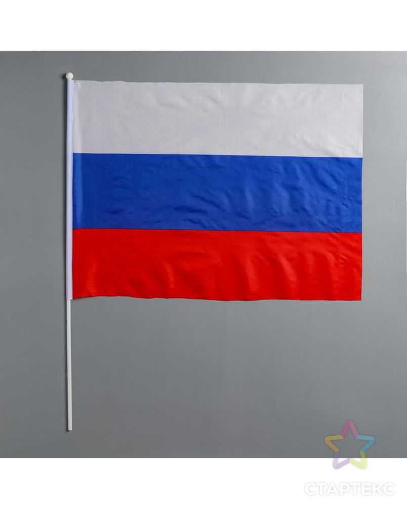 Флаг России 40х60 см, шток 70см арт. СМЛ-113038-1-СМЛ0005122441
