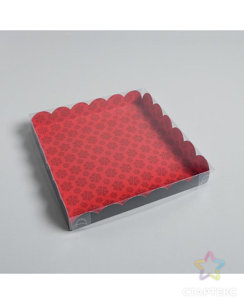 Коробка для кондитерских изделий с PVC крышкой «100% Счастье», 21 × 21 × 3 см арт. СМЛ-109457-1-СМЛ0005128741