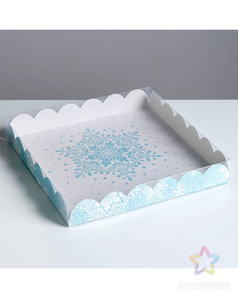 Коробка для кондитерских изделий с PVC крышкой Let it snow, 21 × 21 × 3 см арт. СМЛ-92404-1-СМЛ0005128742 1