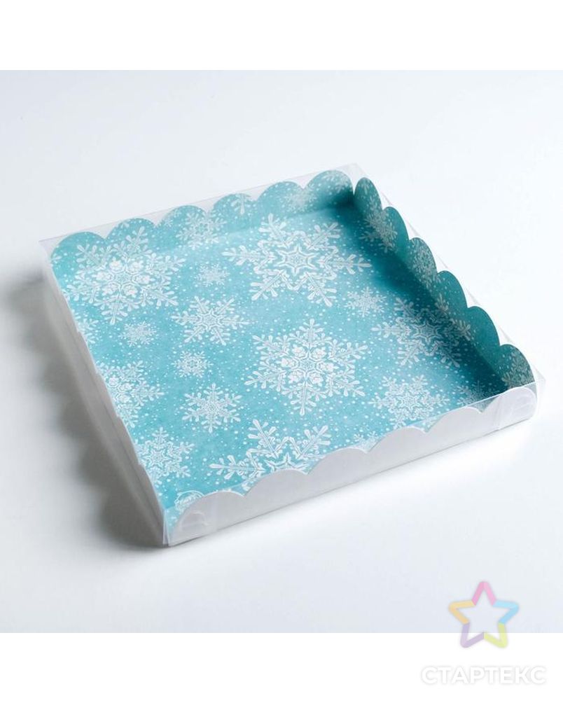 Коробка для кондитерских изделий с PVC крышкой Let it snow, 21 × 21 × 3 см арт. СМЛ-92404-1-СМЛ0005128742 3