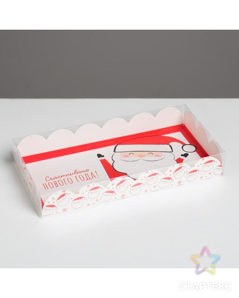 Коробка для кондитерских изделий с PVC крышкой «Счастливого Нового года!», 10.5 × 21 × 3 см 512879 арт. СМЛ-93762-1-СМЛ0005128795 1