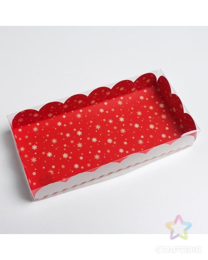 Коробка для кондитерских изделий с PVC крышкой «Подарок от Деда Мороза», 10.5 × 21 × 3 см арт. СМЛ-93763-1-СМЛ0005128796 3