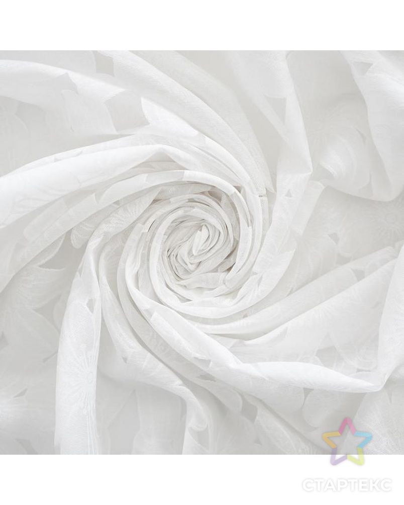 Штора Тюль деворе Цветы JYC005 150х275 см, белый, пэ 100% арт. СМЛ-36420-1-СМЛ0005132143