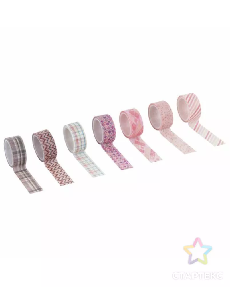 Клейкие WASHI-ленты для декора ОТТЕНКИ РОЗОВОГО, 15 мм х 3 м (набор 7 шт) рисовая бумага арт. СМЛ-105924-1-СМЛ0005132679 - рис. 4