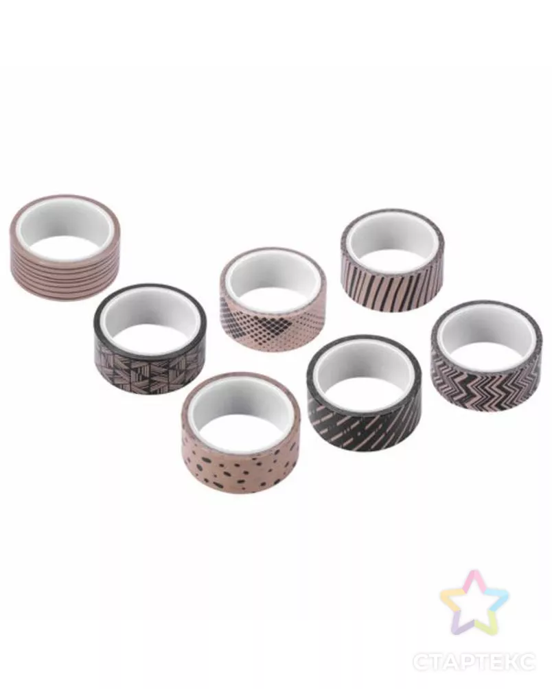 Клейкие WASHI-ленты для декора КОФЕЙНЫЕ ЦВЕТА, 15 мм х 3 м (набор 7 шт) рисовая бумага арт. СМЛ-41422-1-СМЛ0005132681 - рис. 3