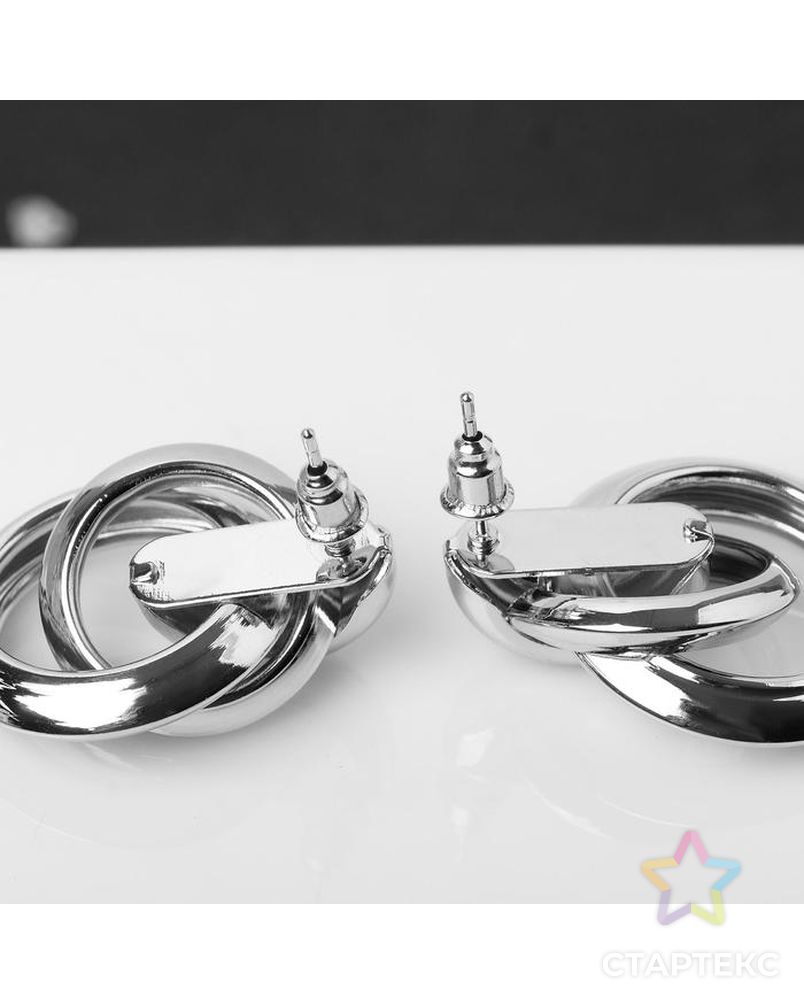 Серьги металл "Геометрия" круги на кольце, цвет серебро арт. СМЛ-95084-1-СМЛ0005138581 2