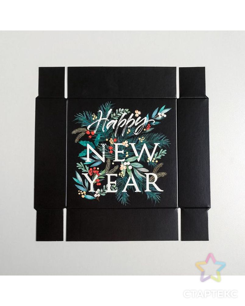 Коробка для макарун Happy new year, 12 × 12 × 3 см арт. СМЛ-92084-1-СМЛ0005139785 4