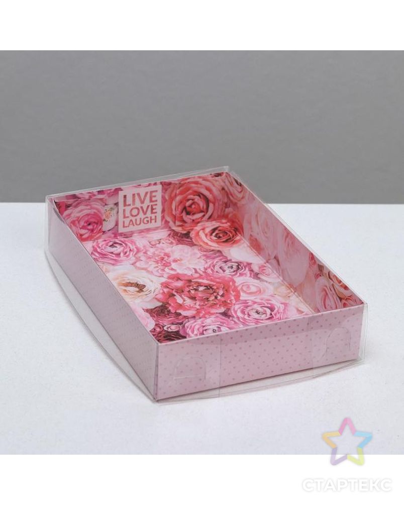 Коробка для макарун с подложками Live Love Laugh, 17 х 12 х 3 см арт. СМЛ-101813-2-СМЛ0005139814 1