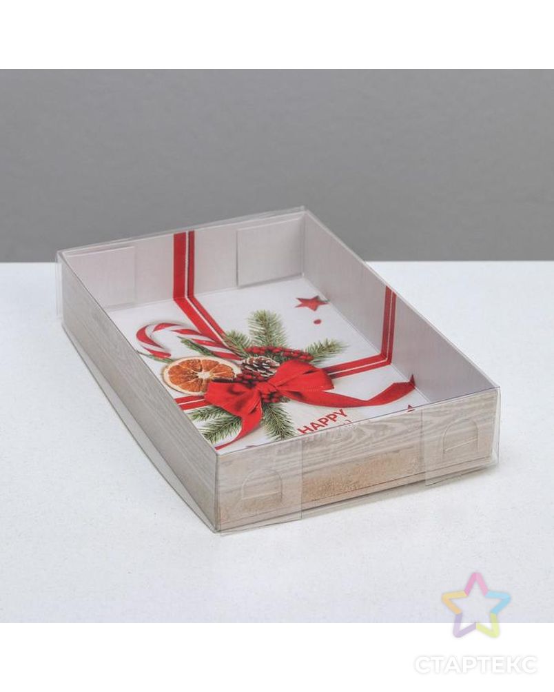 Коробка для макарун «Новогодний бант», 17 × 12 × 3 см арт. СМЛ-92117-1-СМЛ0005139831 1
