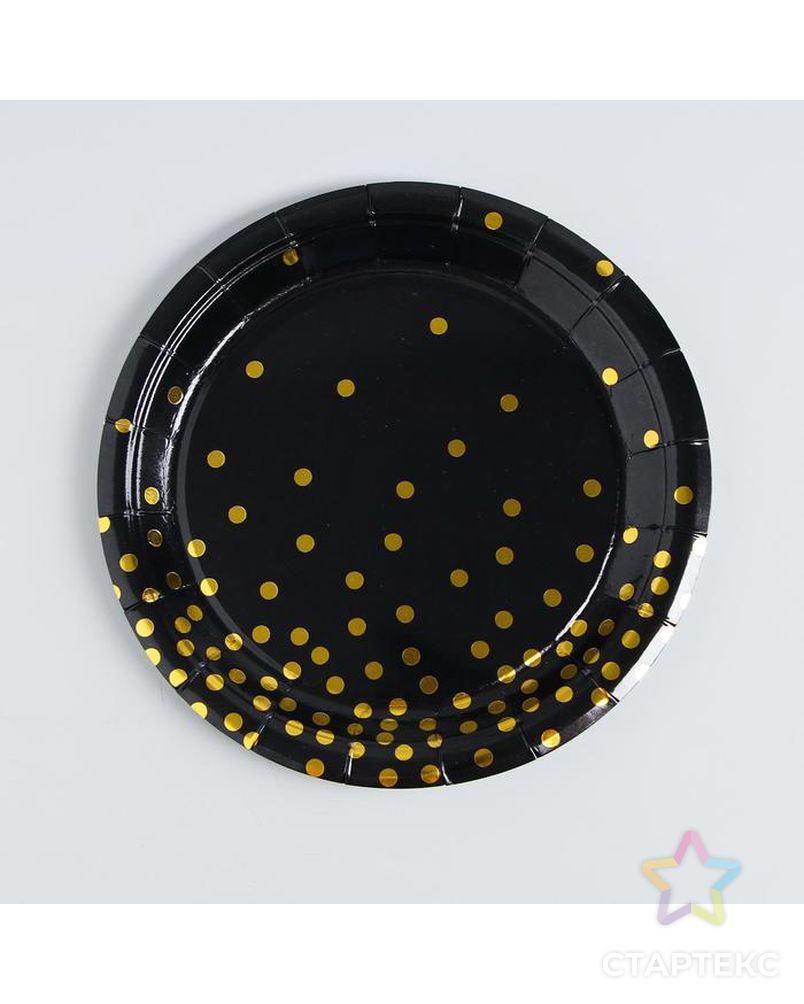 Набор посуды "С Днём Рождения" конфетти, цвет чёрный-золото арт. СМЛ-115378-1-СМЛ0005142356 3