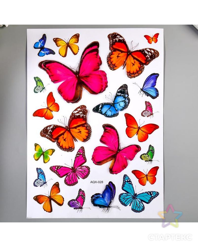 Наклейка пластик многослойная "Бабочки" МИКС 44х25 см арт. СМЛ-207889-1-СМЛ0005148785 3