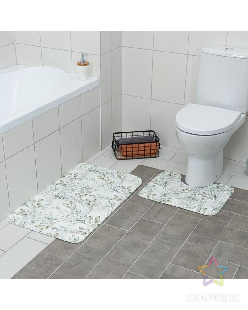 Набор ковриков для ванны и туалета «Мира», 2 шт: 79×50, 50×39 см арт. СМЛ-41808-1-СМЛ0005148842