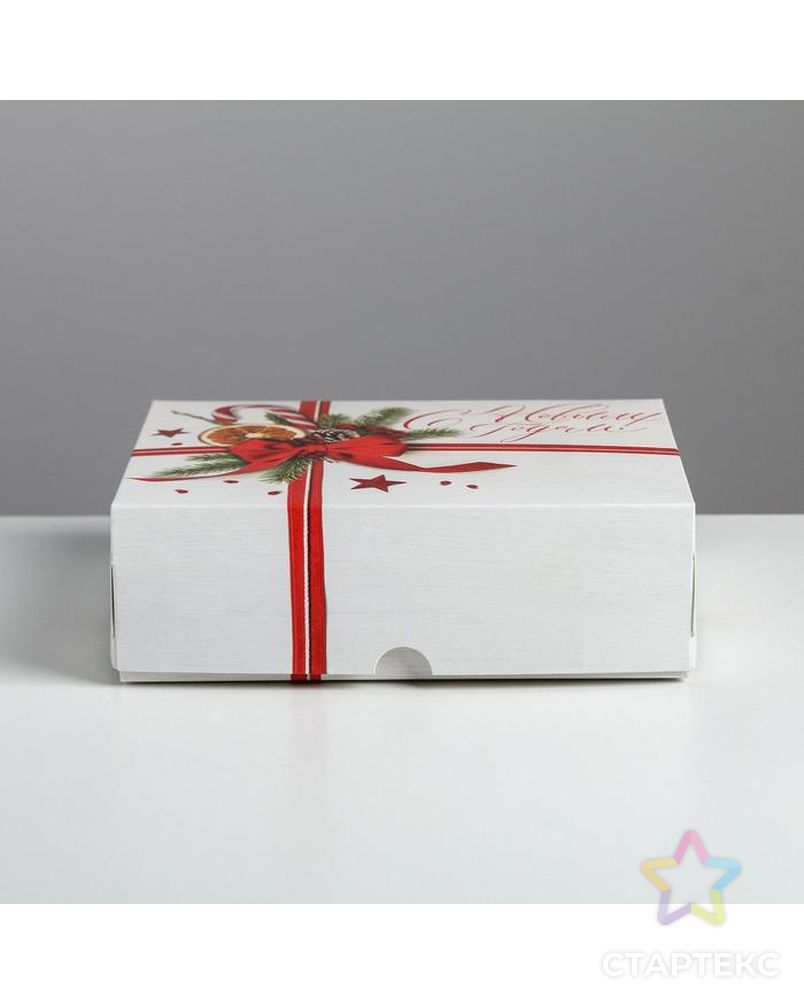 Упаковка для кондитерских изделий «Новогодний бант», 20 × 17 × 6 см арт. СМЛ-89383-1-СМЛ0005155353 2