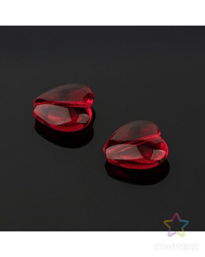 Бусина стеклянная "Preciosa" сердечко (набор 2шт), 10*9.5*4мм, цвет красный арт. СМЛ-115154-1-СМЛ0005161470 1
