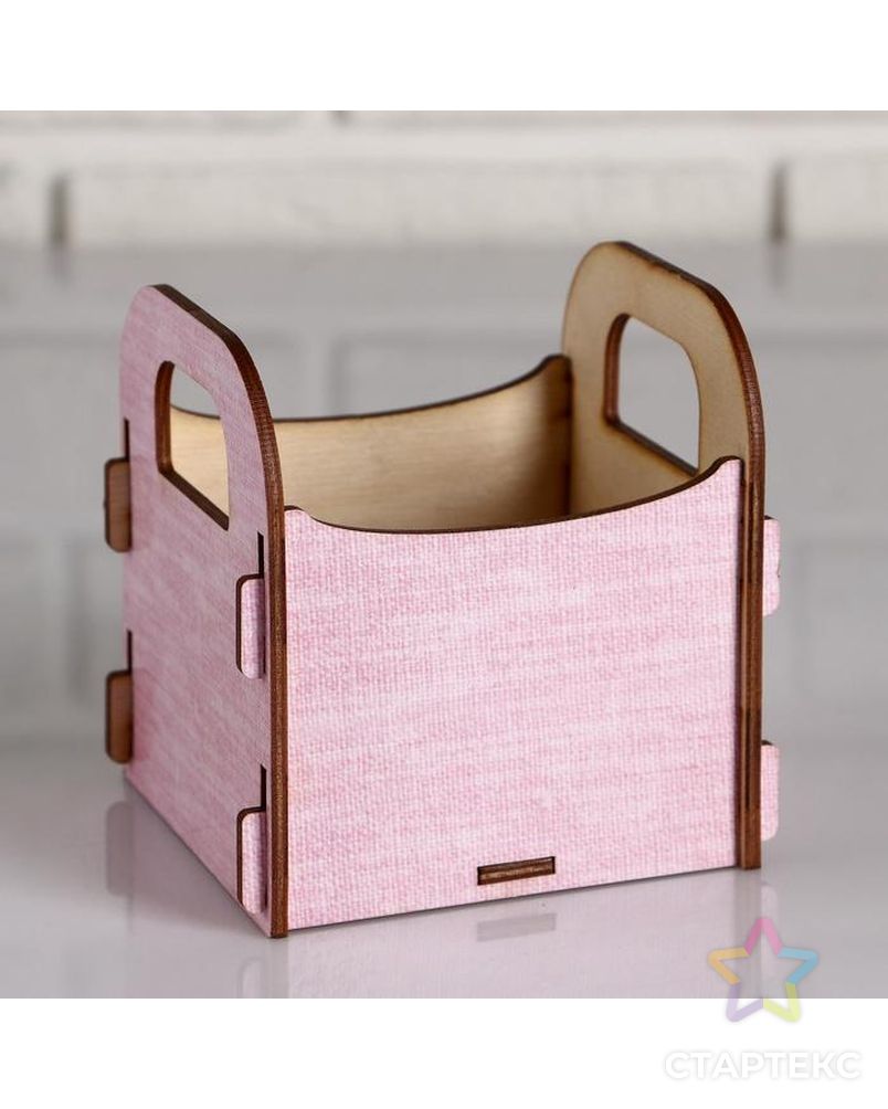 Кашпо деревянное 10.5×10×11 см подарочное Рокси Смит "Подарок розовый, шарики", коробка арт. СМЛ-115143-1-СМЛ0005165115 3