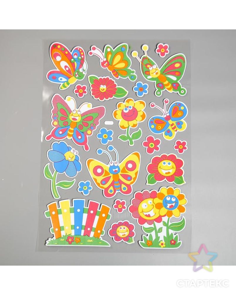 Наклейка EVA "Бабочки и цветочки на полянке" 79х49 см арт. СМЛ-207658-1-СМЛ0005169144 1