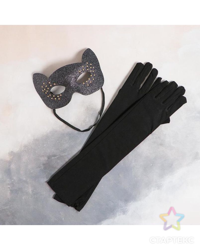 Карнавальный набор «Элегантная кошка» маска, перчатки арт. СМЛ-131255-1-СМЛ0005169398 1