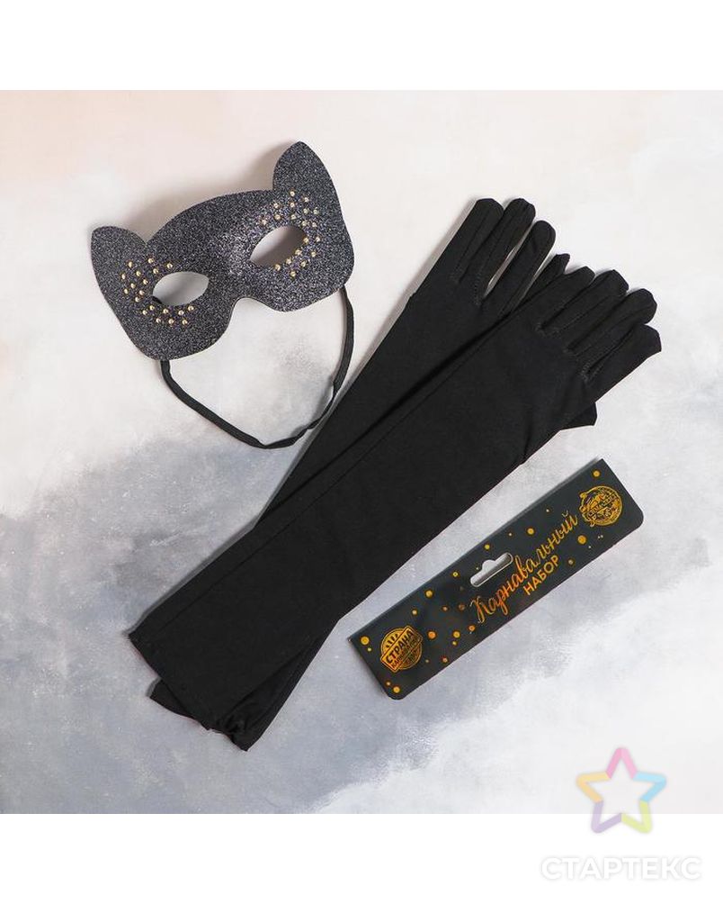 Карнавальный набор «Элегантная кошка» маска, перчатки арт. СМЛ-131255-1-СМЛ0005169398 2