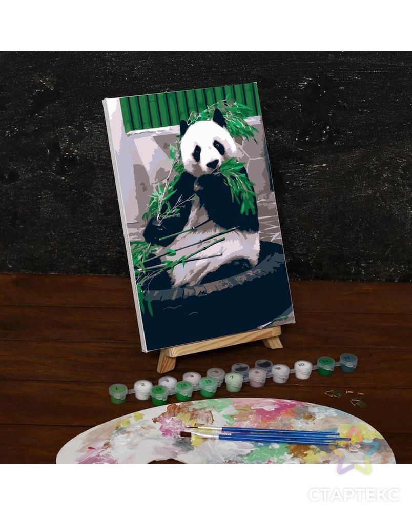 Картина по номерам на холсте с подрамником «Панда», 30х20 см арт. СМЛ-207981-1-СМЛ0005177171 1