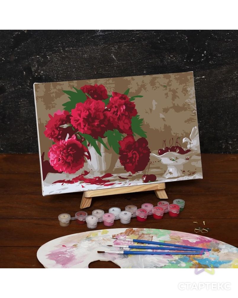Картина по номерам на холсте с подрамником «Розовые пионы», 30х20 см арт. СМЛ-207982-1-СМЛ0005177173 1