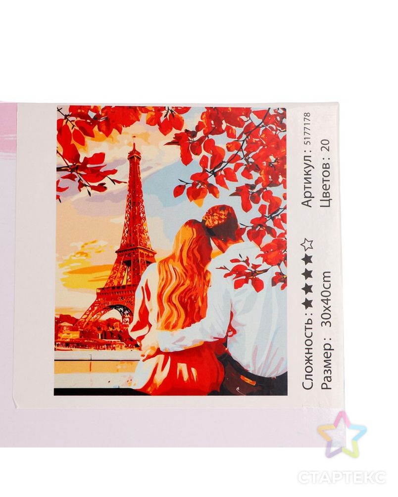 Картина по номерам на холсте с подрамником «Свидание в Париже», 40х30 см арт. СМЛ-207987-1-СМЛ0005177178 4