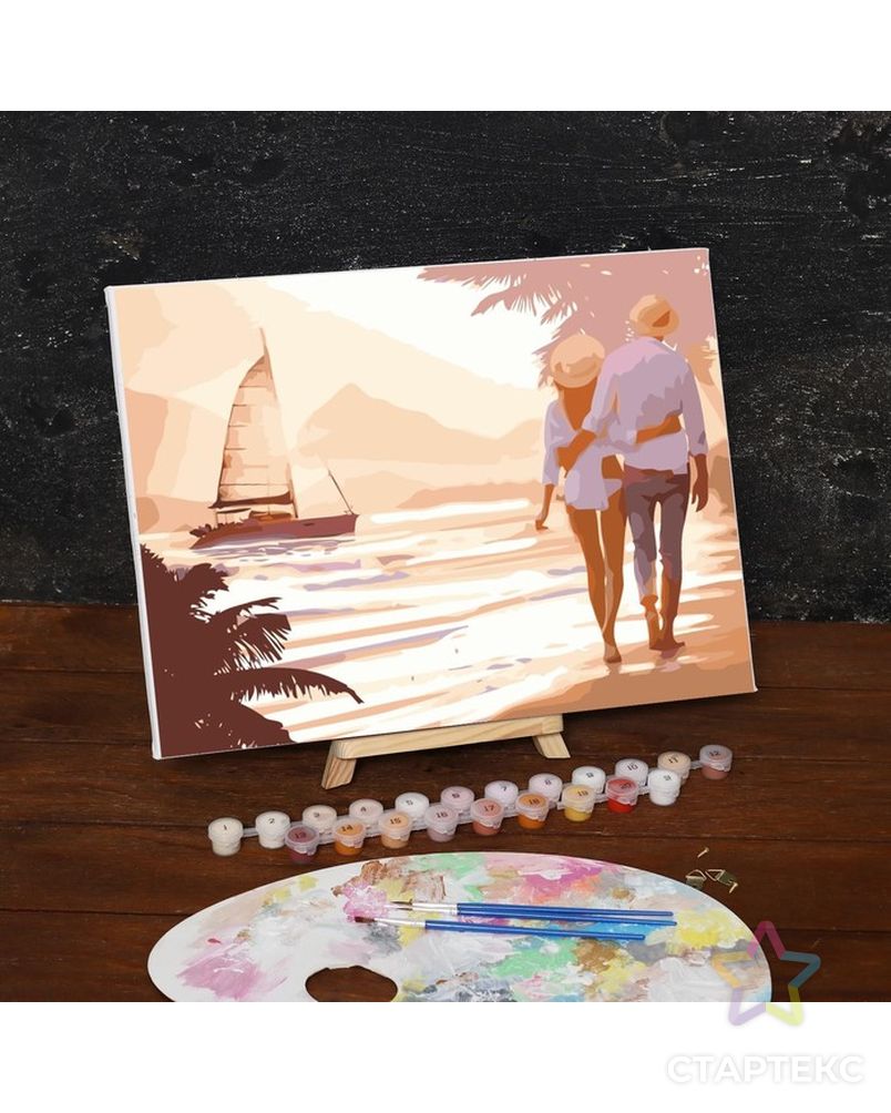 Картина по номерам на холсте с подрамником «Прогулка по пляжу», 40х30 см арт. СМЛ-207988-1-СМЛ0005177179 1