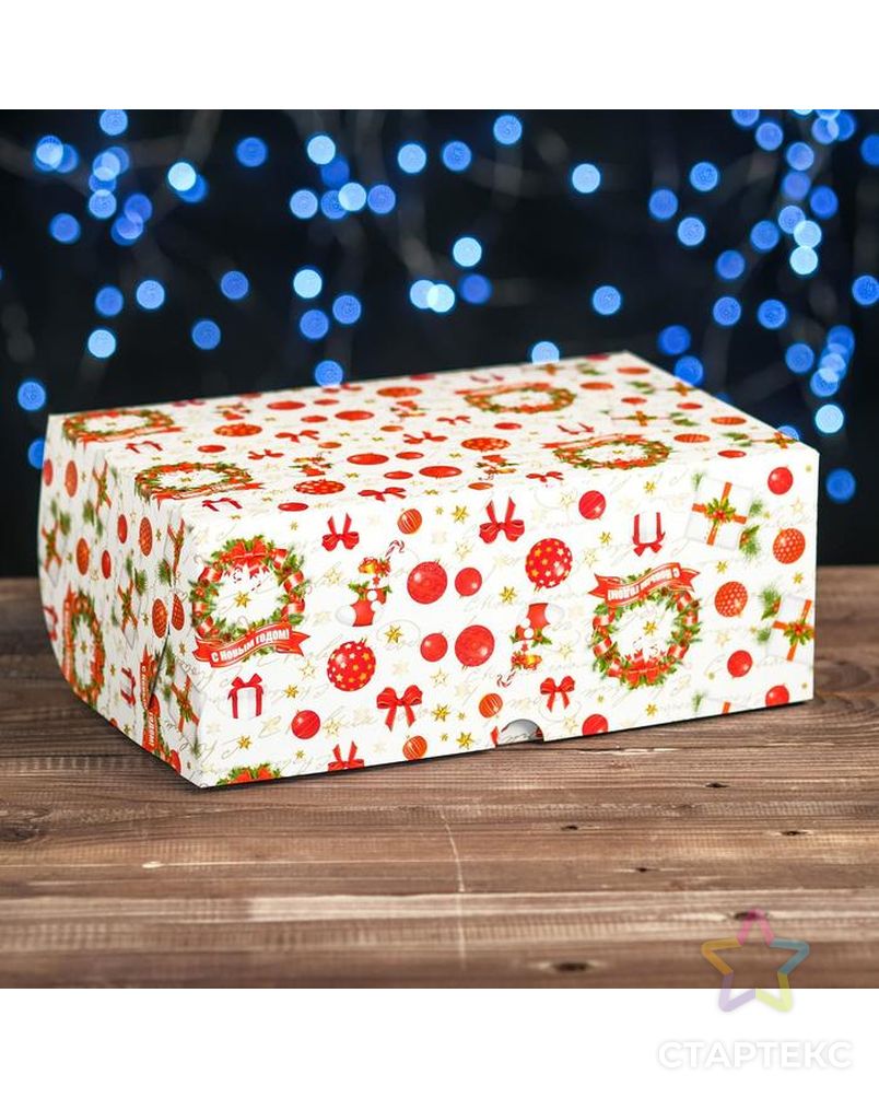 Коробка на 6 капкейков "Рождество", 25 х 17 х 10 см арт. СМЛ-90418-1-СМЛ0005180876 1