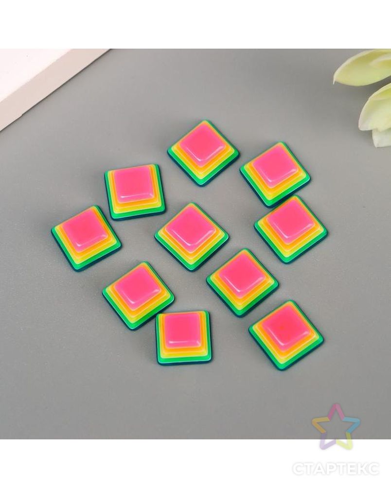 Декор для творчества пластик "Полосатые кубики" разноцветные набор 10 шт 1,1х1,1 см арт. СМЛ-94985-1-СМЛ0005191022 3