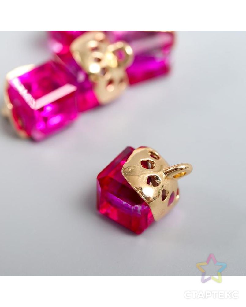 Декор для творчества стекло "Куб-кристалл" набор 5 шт ярко-розовый 0,8х0,8 см арт. СМЛ-131293-1-СМЛ0005194150 1
