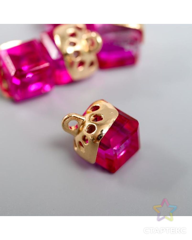 Декор для творчества стекло "Куб-кристалл" набор 5 шт ярко-розовый 0,8х0,8 см арт. СМЛ-131293-1-СМЛ0005194150 2