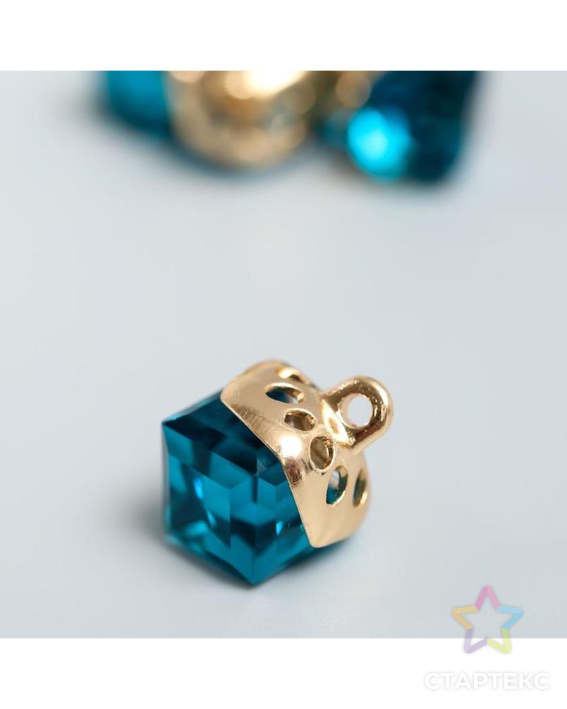 Декор для творчества стекло "Куб-кристалл" сине-зелёный набор 5 шт 0,8х0,8 см арт. СМЛ-131306-1-СМЛ0005194163 1