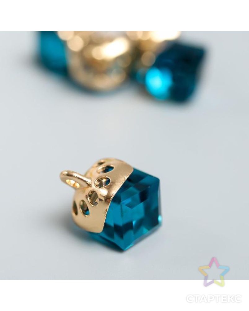 Декор для творчества стекло "Куб-кристалл" сине-зелёный набор 5 шт 0,8х0,8 см арт. СМЛ-131306-1-СМЛ0005194163 2