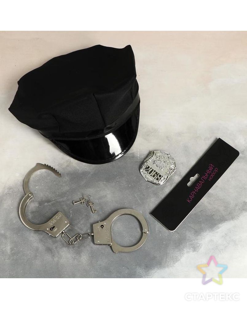 Карнавальный набор "Секс-полиция" шапка, наручники, брошь арт. СМЛ-125690-1-СМЛ0005197022 2