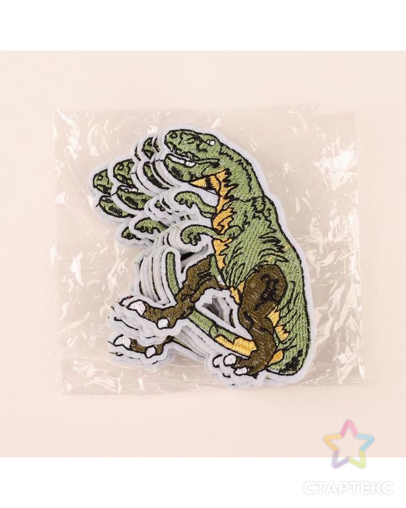 Термоаппликация динозавр 7*6,5см (фас 10шт цена за шт) зелёный арт. СМЛ-120086-1-СМЛ0005202523
