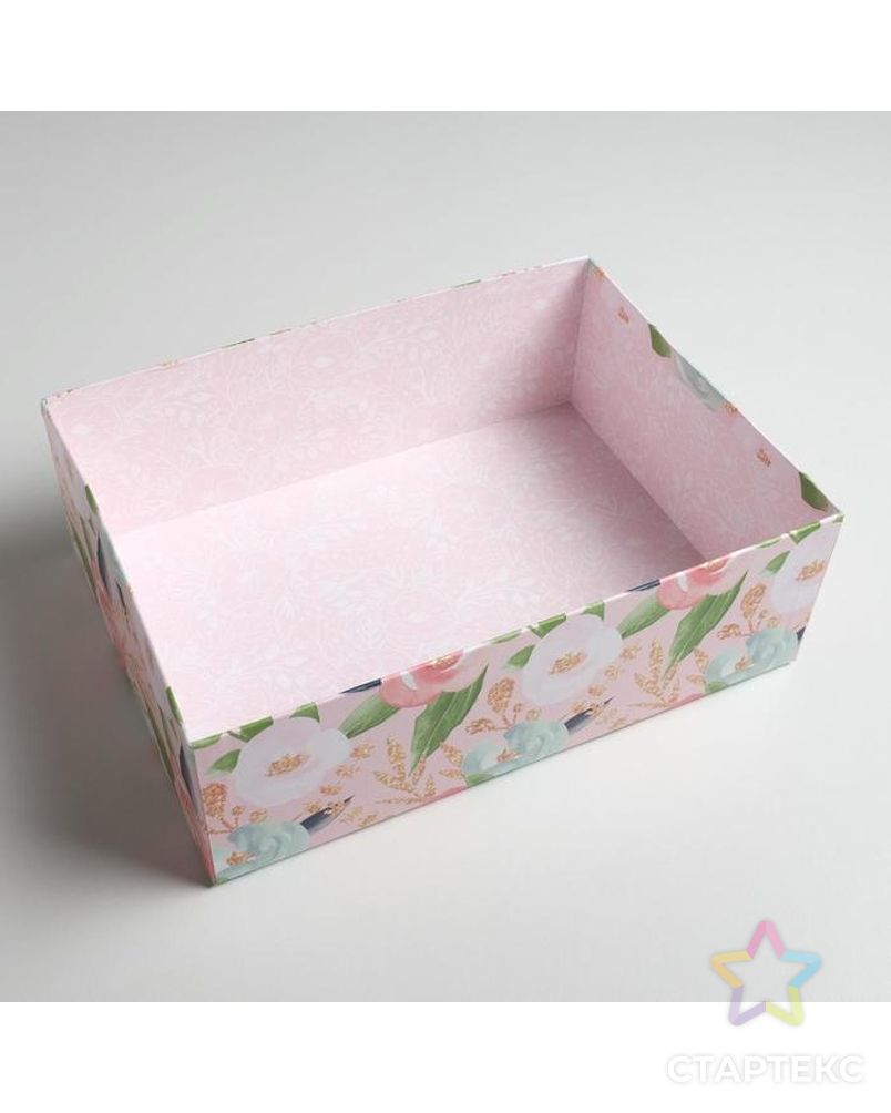 Коробка подарочная «Цветочная», 22 × 15 × 8 см арт. СМЛ-117868-2-СМЛ0005205157 4