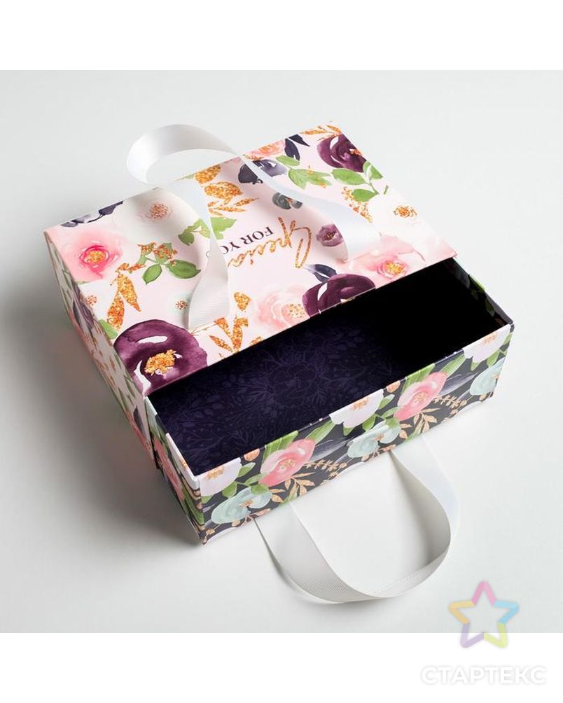 Коробка подарочная «Цветочная», 22 × 15 × 8 см арт. СМЛ-117868-1-СМЛ0005205158 3