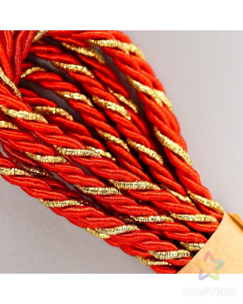 Тесьма декоративная текстиль "С люрексом красно-золотая" намотка 1,8 метра арт. СМЛ-129476-1-СМЛ0005205252